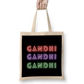 Humuts Gandhi Quotes Gifts - Vintage Retro Rainbow Style Uzun Saplı Kadın Bez Çanta