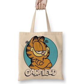 Humuts Garfield Açık Bej Uzun Saplı Bez Çanta