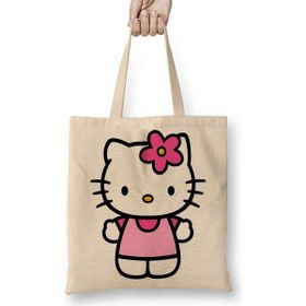 Humuts Gatinha Kitty Hello Kitty Açık Bej Uzun Saplı Bez Çanta