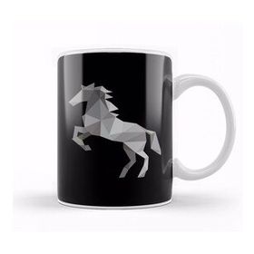 Humuts Geometric Animal Grey Horse Kupa Bardak