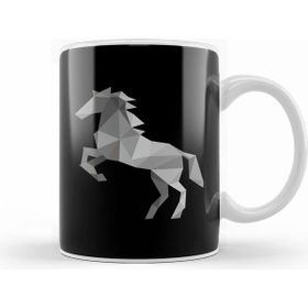 Humuts Geometric Animal Grey Horse Kupa Bardak
