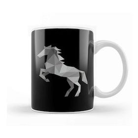 Humuts Geometric Animal Grey Horse Kupa Bardak