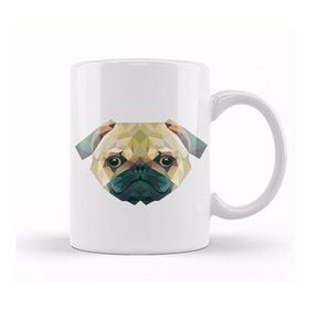 Humuts Geometric Animal Pug Dog Kupa Bardak