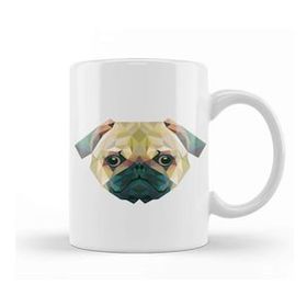 Humuts Geometric Animal Pug Dog Kupa Bardak