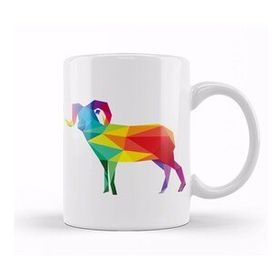 Humuts Geometric Animal Rainbow Ram Kupa Bardak