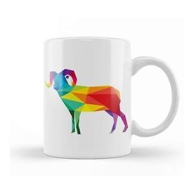 Humuts Geometric Animal Rainbow Ram Kupa Bardak