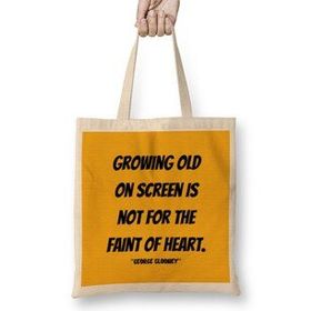 Humuts George Clooney Quotes Gift- Vintage Retro Rainbow Style Uzun Saplı Kadın Bez Çanta