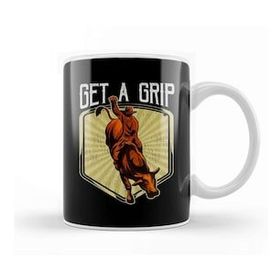 Humuts Get A Grip Bullrider Funny Competitive Riding Pun Kupa Bardak