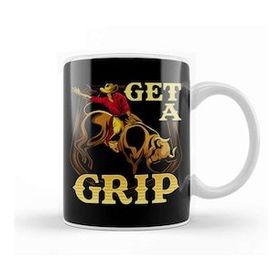Humuts Get A Grip Bullrider Funny Competitive Riding Pun Kupa Bardak