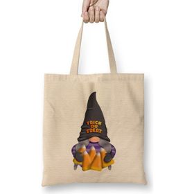 Humuts Gnome With Candy Corn Trick Or Treat Uzun Saplı Açık Bej Bez Çanta