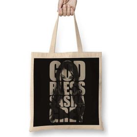 Humuts God Bless Sasha Grey Uzun Saplı Açık Bej Bez Çanta
