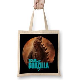 Humuts Godzilla vs Kong Team Godzilla Uzun Saplı Açık Bej Bez Çanta