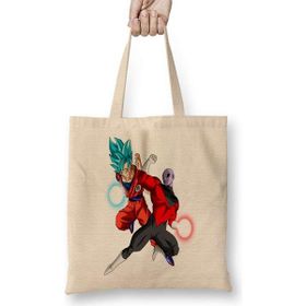Humuts Goku ve Jiren Uzun Saplı Açık Bej Bez Çanta