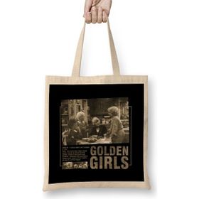 Humuts Golden Girls Retro Vintage Uzun Saplı Açık Bej Bez Çanta