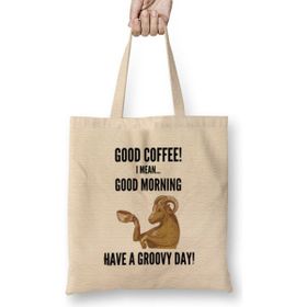 Humuts Good Mornıng Funny Coffee Drinks Lover Gift Quote Vintage Retro Rainbow Style Uzun Saplı Açık Bej Bez Çanta