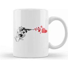 Humuts Graffiti Military Rifle Shooting Out Hearts Artsy Kupa Bardak
