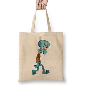 Humuts Grumpy Squidward Açık Bej Uzun Saplı Bez Çanta