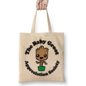 Humuts Guardians Of The Galaxy Baby Groot Appreciation Society Uzun Saplı Kadın Bez Çanta