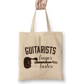 Humuts Guitarists Finger Faster Musician Funny Guitar Pun Uzun Saplı Bez Çanta