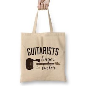 Humuts Guitarists Finger Faster Musician Funny Guitar Pun Uzun Saplı Bez Çanta