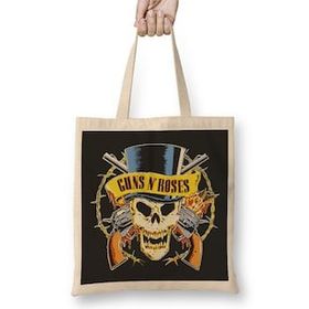 Humuts Gunsn Roses Skull Logo Uzun Saplı Bez Çanta