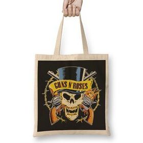 Humuts Gunsn Roses Skull Logo Uzun Saplı Bez Çanta