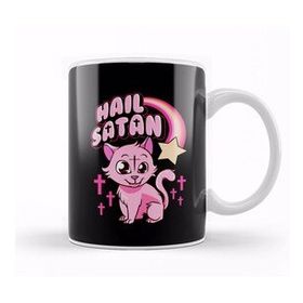 Humuts Hail Satan Cat Cute Rainbow Kitty Heavy Metal Pun Kupa Bardak