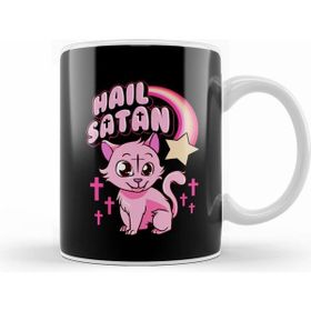 Humuts Hail Satan Cat Cute Rainbow Kitty Heavy Metal Pun Kupa Bardak