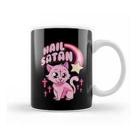 Humuts Hail Satan Cat Cute Rainbow Kitty Heavy Metal Pun Kupa Bardak