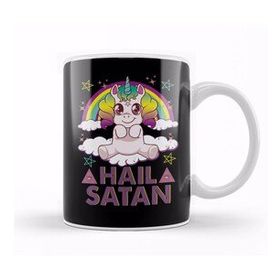 Humuts Hail Satan Unicorn Cute Rainbow Heavy Metal Pun Kupa Bardak
