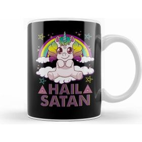 Humuts Hail Satan Unicorn Cute Rainbow Heavy Metal Pun Kupa Bardak