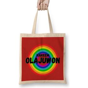 Humuts Hakeem Olajuwon- Basketball gifts Vintage Retro Rainbow Quotes For BOYS AND Dad Uzun Saplı Bez Çanta