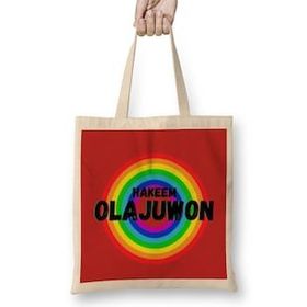 Humuts Hakeem Olajuwon- Basketball gifts Vintage Retro Rainbow Quotes For BOYS AND Dad Uzun Saplı Bez Çanta