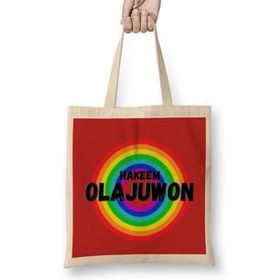 Humuts Hakeem Olajuwon- Basketball gifts Vintage Retro Rainbow Quotes For BOYS AND Dad Uzun Saplı Bez Çanta