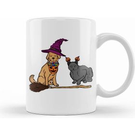 Humuts Halloween Dog Cat Witch Animal Friends Kupa Bardak