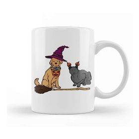 Humuts Halloween Dog Cat Witch Animal Friends Kupa Bardak