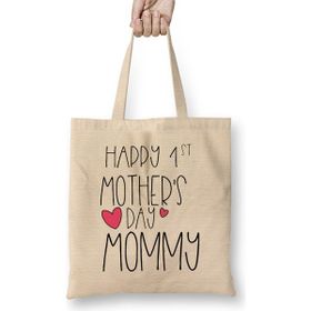Humuts Happy 1st Mother s Day New Mommy First 2020 Uzun Saplı Bez Çanta