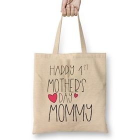 Humuts Happy 1st Mother s Day New Mommy First 2020 Uzun Saplı Bez Çanta