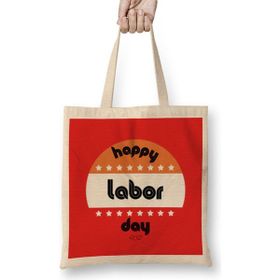 Humuts Happy Labor Day 2021 Açık Bej Uzun Saplı Bez Çanta