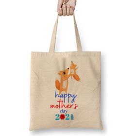 Humuts Happy Mothers Day 2021 Açık Bej Uzun Saplı Bez Çanta