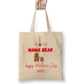 Humuts Happy Mothers Day 2021 Açık Bej Uzun Saplı Bez Çanta