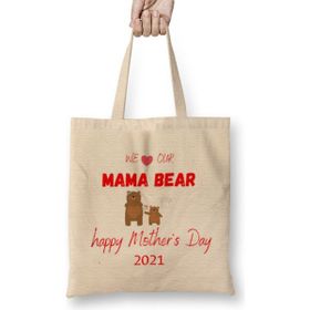 Humuts Happy Mothers Day 2021 Açık Bej Uzun Saplı Bez Çanta