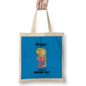 Humuts Happy Siblings Day 2021 Açık Bej Uzun Saplı Bez Çanta