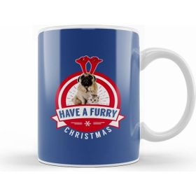 Humuts Have a Furry Christmas Pug and Cat Beyaz Porselen Kupa Bardak