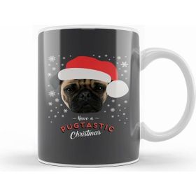 Humuts Have a Pugtastic Christmas Pug Dog Beyaz Porselen Kupa Bardak