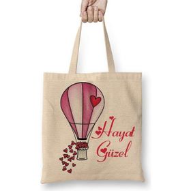 Humuts Hayat Güzel Bez Uzun Saplı Açık Bej Rengi Çanta