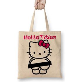 Humuts Hello Tities Hello Kitty Uzun Saplı Açık Bej Bez Çanta