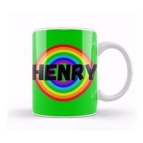 Humuts Henry Name Custom Design Vintage Retro Rainbow Style Gift Baby Gift For Him Kupa Bardak
