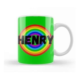 Humuts Henry Name Custom Design Vintage Retro Rainbow Style Gift Baby Gift For Him Kupa Bardak