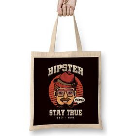 Humuts Hipster Stay Retro True Obey None Bearded Mustache Gift Uzun Saplı Bez Çanta